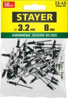 STAYER Color-FIX, 3.2 х 8 мм, зеленый насыщенный, 50 шт, алюминиевые заклепки, Professional (3125-32