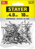 Алюминиевые заклепки Color-FIX, 4,0х1 мм, RAL 9003 белый., 50шт, STAYER Professional